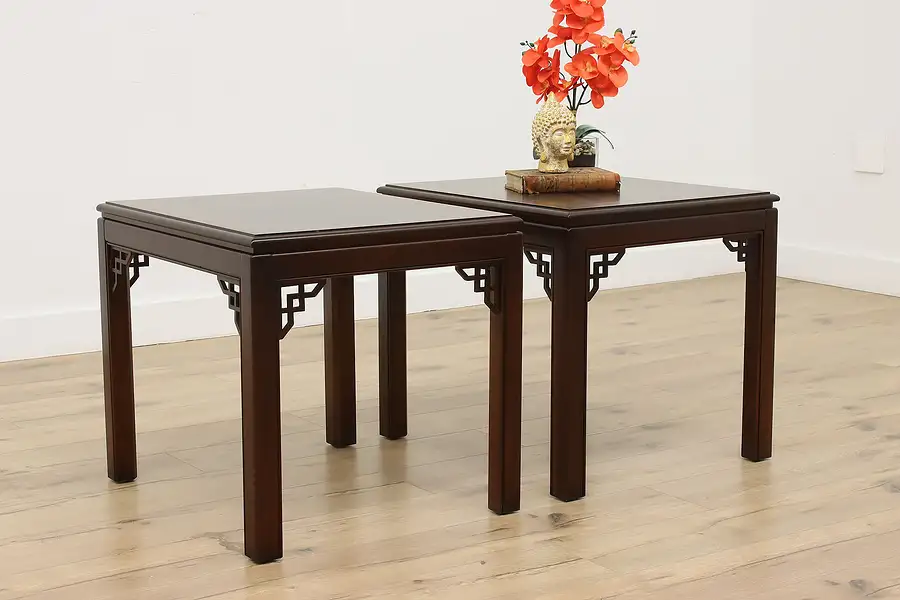 Main image of Pair of Georgian Vintage Mahogany Side End Tables Drexel