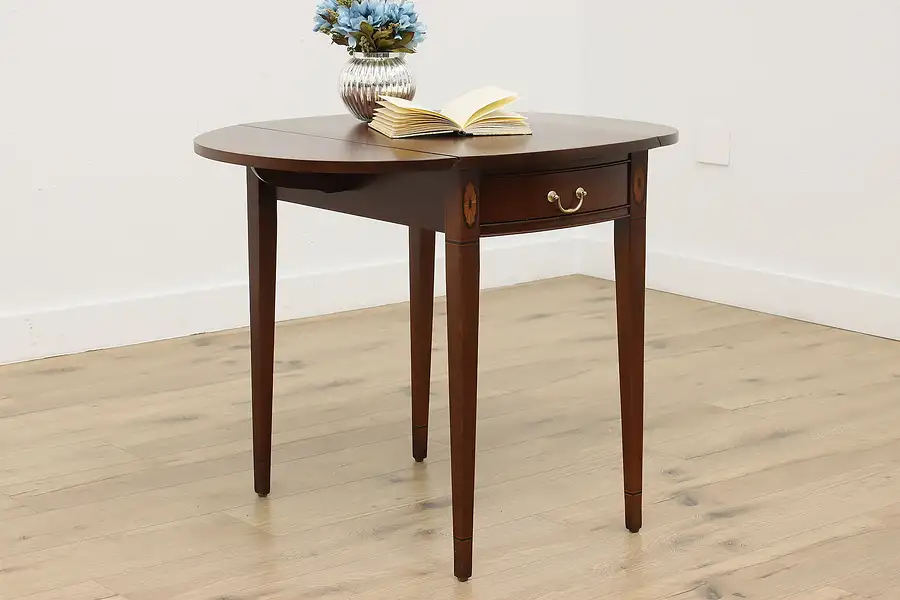 Main image of Hepplewhite Vintage Mahogany Drop Leaf End Table, Hickory