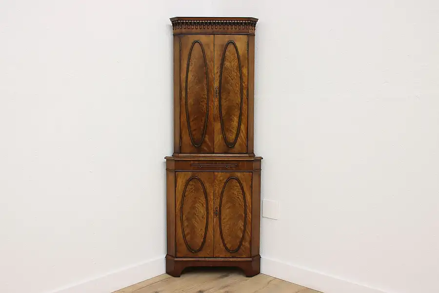 Main image of Regency Design Antique Mahogany Corner Bar Cabinet, Mirror