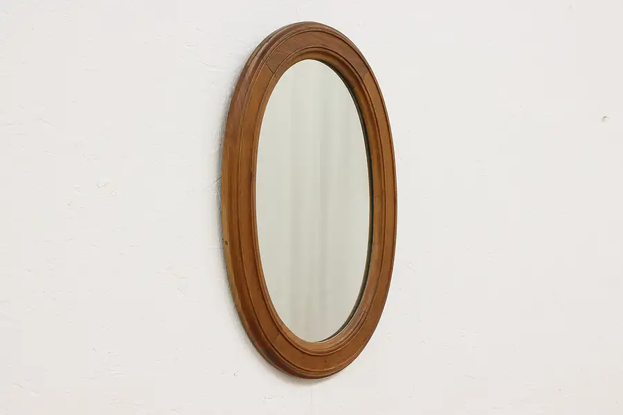 Main image of Victorian Antique 1860s Walnut Oval Hall, Entry or Bath Mirror