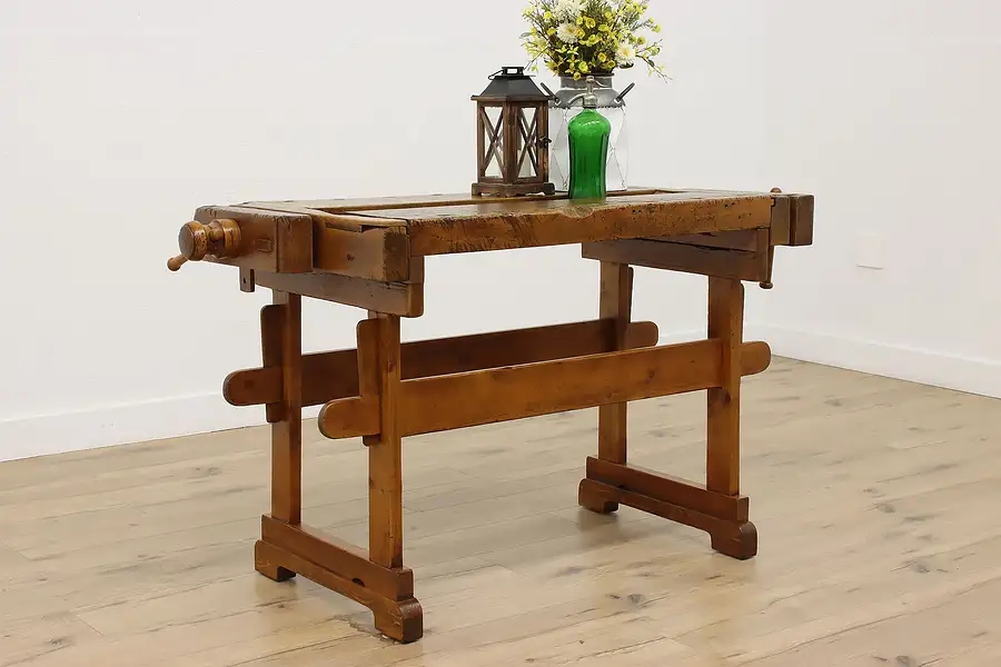 Main image of Farmhouse Antique Rustic Pine Workbench or Kitchen Island