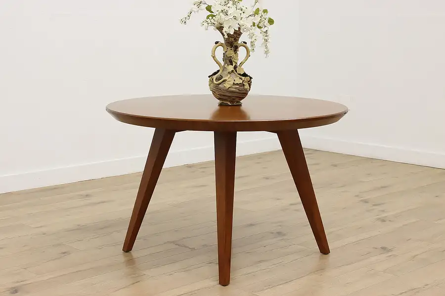 Main image of Midcentury Modern Vintage Walnut & Cherry Round Dining Table