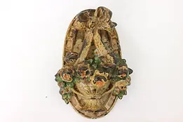 Victorian Salvage Antique Cast Iron Painted Flower Basket Door Knocker #42423