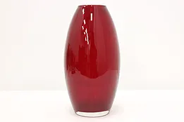 Midcentury Modern Vintage Ruby Blown Art Glass Vase #48785