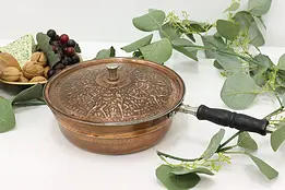 Middle Eastern Vintage Embossed Copper Pan with Lid #49283
