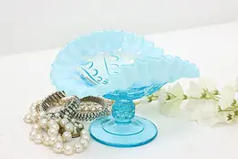 Ruffled Vintage Blown Blue Glass Dish or Sculpture #49221