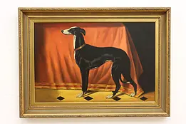 Greyhound Portrait Vintage Original Oil Painting, Hines 44" #49523
