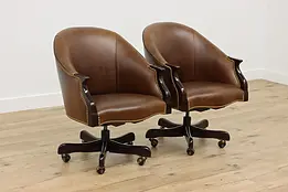 Single Vintage Leather Swivel Office Chair Leathercraft #49356
