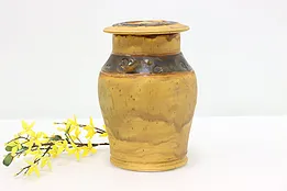 Painted Vintage Stoneware Keepsake Jar or Container Signed #49209