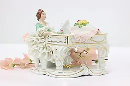 German Porcelain Antique Woman Playing Piano Figurine #48958