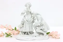 Courting Couple Vintage Porcelain Sculpture, N Crown Mark #48954