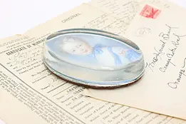 Young Girl Portrait Vintage Glass Paperweight, Past Times #49004
