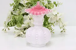 Cranberry & Opal Ruffled Vintage Glass Vase #50721