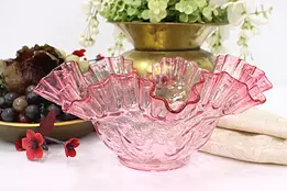 Cranberry Vintage Blown Glass Key, Candy or Decorative Dish #50414