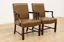 Pair of Vintage Traditional Office Library Desk Chairs, M&W #50007