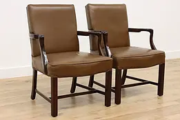 Pair of Vintage Traditional Office Library Desk Chairs, M&W #50019