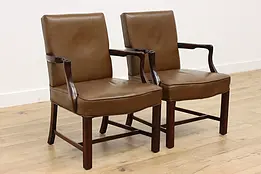 Pair of Vintage Traditional Office Library Desk Chairs, M&W #50020