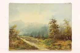 Zillertal Alps Antique Original Oil Painting, Signed 31.5" #50853