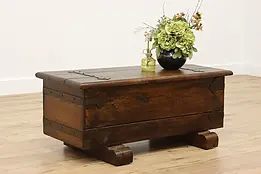 Spanish Colonial Vintage Oak Trunk, Chest or Coffee Table #50884