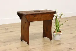 Rustic Farmhouse Antique Country Pine Primitive Bench, Stool #50874