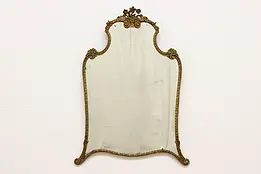 French Antique Carved Flowers Hall or Boudoir Wall Mirror #50295