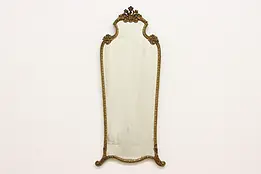 French Antique Hall or Boudoir Wall Mirror, Carved Flowers #50296