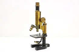 Industrial Antique Brass Laboratory Microscope, Bausch #47123