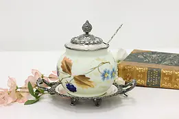 Victorian Antique Blown Glass Jam Bowl & Silverplate Stand #50394