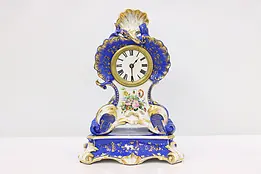 Victorian Antique Porcelain Mantel Clock Quartz Movement #48594