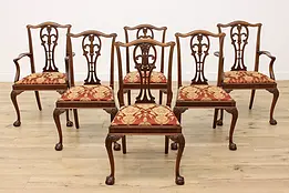Set of 6 Carved Mahogany Antique Dining Chairs, Berkey & Gay #50302