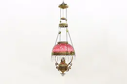 Victorian Antique Cranberry Glass Oil Chandelier Miller #51001