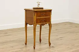 French Design Vintage Carved Maple Nightstand or End Table #50164