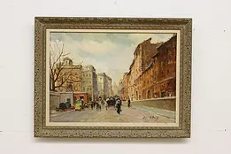 Busy City Vintage Original Oil Painting Petrelli 33" #50940