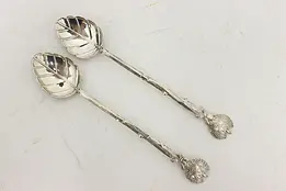 El Salvador Souvenir Pair Silver Demitasse Cocktail Spoons #50662