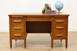Traditional Vintage Oak Teacher, Office or Library Desk #51074
