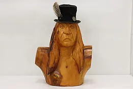 Indian Scout Vintage Carved Pine Native American Bust #50824
