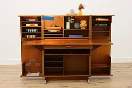 Midcentury Modern Vintage Teak Library Cabinet Desk, Light #50900