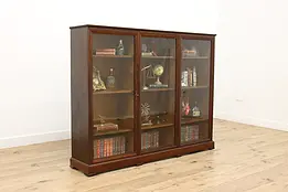 Victorian Antique Oak Triple Office Library Bookcase Display #50954