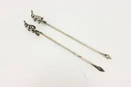 Pair of Antique Silverplate Cocktail Picks, Rabbits #50664