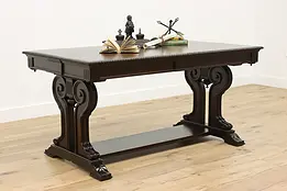 Classical Antique Carved Mahogany Library Table or Desk #50210