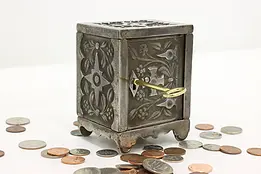 Victorian Antique Cast Iron Locking Coin Bank Safe, Stevens #50540