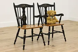 Pair of Farmhouse Vintage Hitchcock Child Size Chairs #51412
