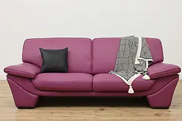 Midcentury Modern Design Purple Leather Sofa or Couch DeCoro #51300