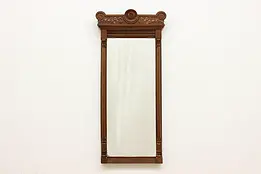 Victorian Antique Carved Walnut Wall Bedroom or Entry Mirror #50644