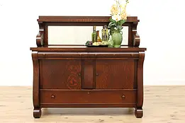 Empire Design Antique Carved Oak Buffet, Sideboard or Bar #51250