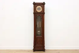 German Antique Tall Case Grandfather Clock, Faces, Becker #47211
