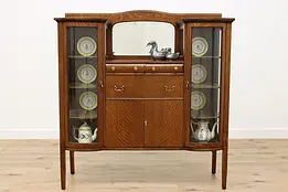 Craftsman Antique Oak China Display or Bar Cabinet #51061