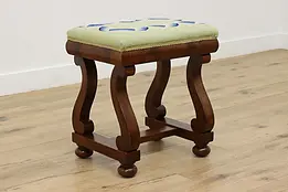 Empire Design Antique Needlepoint Vanity Bench or Footstool #50818