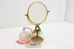 Victorian Vintage Gilt Brass Plate Dresser Tabletop Mirror #48901