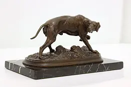 French Antique Bronze Hunting Dog Sculpture, Marble, Mene #50918